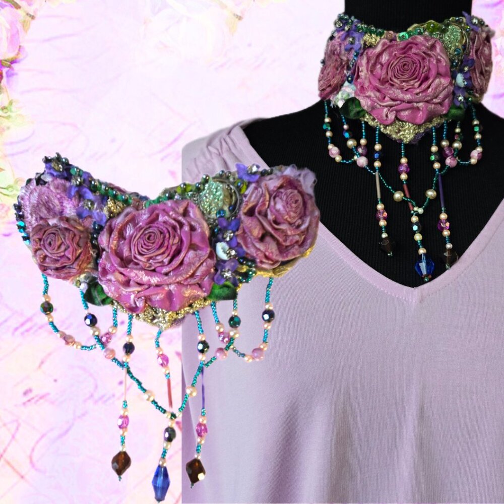 Handmade Women's Lilac Pink Collar Victorian Style Romantic Regency Vibe